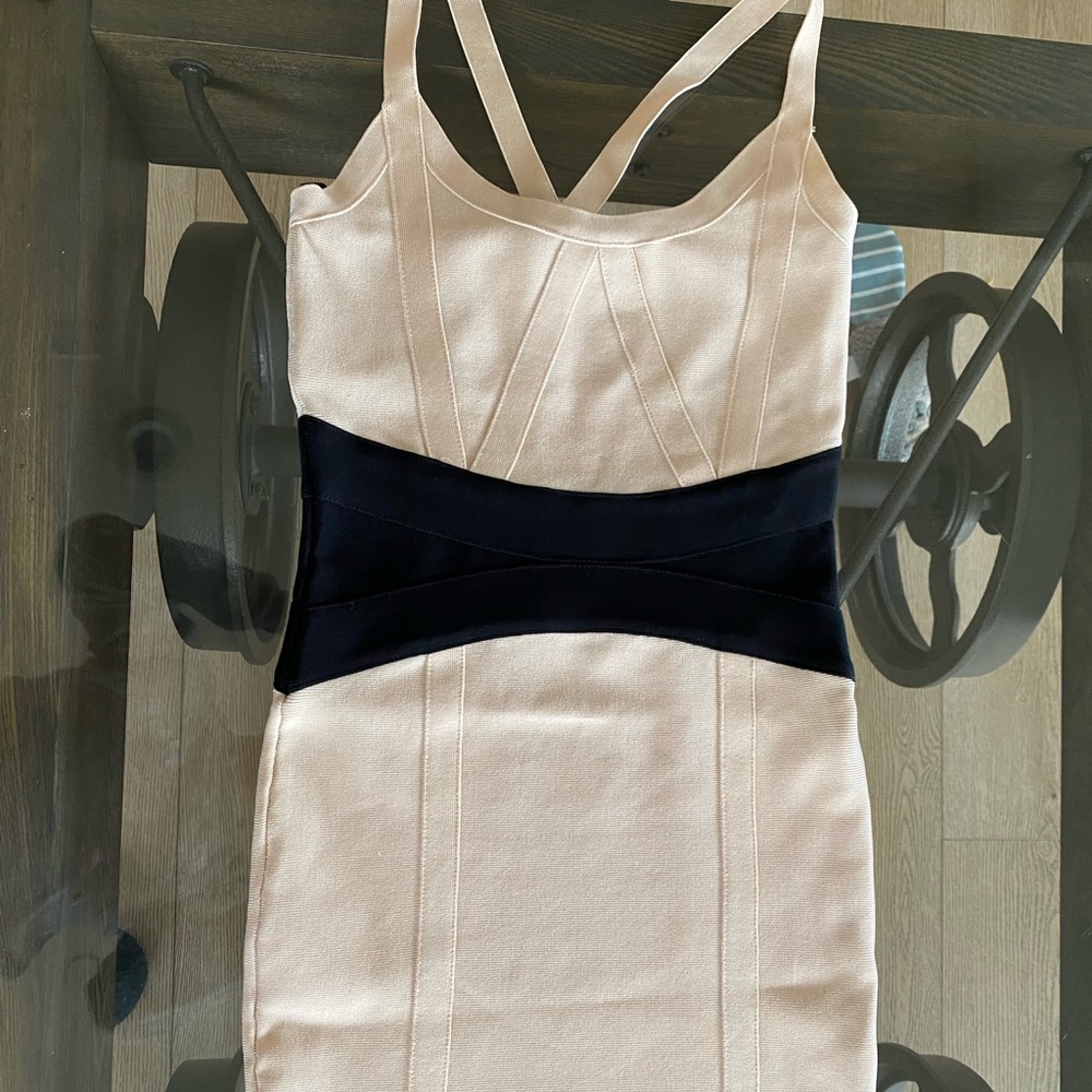 Bebe champagne bandage dress